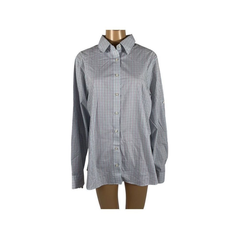 Lands End Wrinkle Free Button Up Blouse, Womens 18 ,Plum Wine